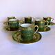 6 Prestige Table Demitasse Cup Saucer Set By Raynaud Limoges France Green Gold