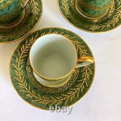 6 Prestige Table Demitasse Cup Saucer Set by Raynaud Limoges France Green Gold