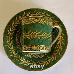 6 Prestige Table Demitasse Cup Saucer Set by Raynaud Limoges France Green Gold