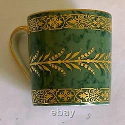 6 Prestige Table Demitasse Cup Saucer Set by Raynaud Limoges France Green Gold