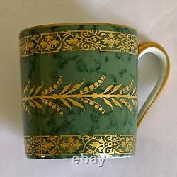 6 Prestige Table Demitasse Cup Saucer Set by Raynaud Limoges France Green Gold