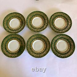 6 Prestige Table Demitasse Cup Saucer Set by Raynaud Limoges France Green Gold