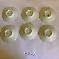 6 Prestige Table Demitasse Cup Saucer Set by Raynaud Limoges France Green Gold