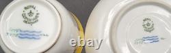 6 Royal Copenhagen 9075 Yellow Blue Orange Gold Garland Demitasse Cups & Saucers
