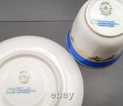 6 Royal Copenhagen 9075 Yellow Blue Orange Gold Garland Demitasse Cups & Saucers