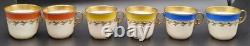 6 Royal Copenhagen 9075 Yellow Blue Orange Gold Garland Demitasse Cups & Saucers
