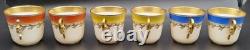 6 Royal Copenhagen 9075 Yellow Blue Orange Gold Garland Demitasse Cups & Saucers