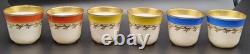6 Royal Copenhagen 9075 Yellow Blue Orange Gold Garland Demitasse Cups & Saucers