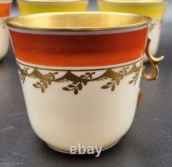 6 Royal Copenhagen 9075 Yellow Blue Orange Gold Garland Demitasse Cups & Saucers