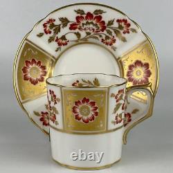 6 Royal Crown Derby Demitasse Coffee Cups & Saucers Red Derby Panel #A1236 Gilt