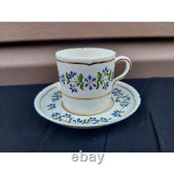 6 Royal Crown Derby Demitasse Cups & Saucers Blue Cornflower