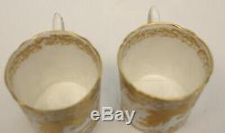 6 Royal Crown Derby Porcelain Demitasse Cup & Saucers in Gold Aves