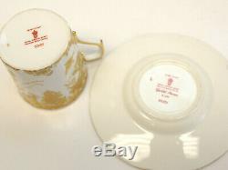 6 Royal Crown Derby Porcelain Demitasse Cup & Saucers in Gold Aves