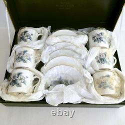 6 Royal Worcester Woodland Flat Demitasse Cups Saucers Orig Box Unused Vintage