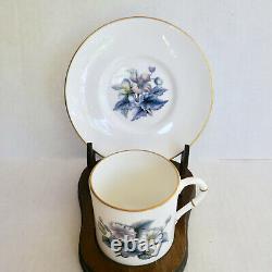6 Royal Worcester Woodland Flat Demitasse Cups Saucers Orig Box Unused Vintage