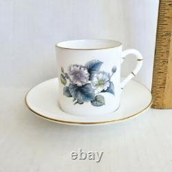 6 Royal Worcester Woodland Flat Demitasse Cups Saucers Orig Box Unused Vintage