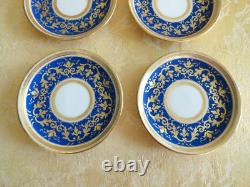 6 Sets Antique WG&Co Limoges France Cobalt With Gold Demitasse Egg Cups/Saucers