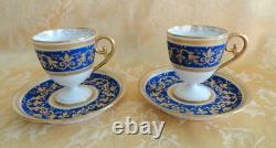 6 Sets Antique WG&Co Limoges France Cobalt With Gold Demitasse Egg Cups/Saucers