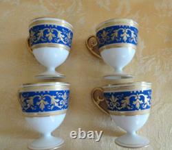 6 Sets Antique WG&Co Limoges France Cobalt With Gold Demitasse Egg Cups/Saucers