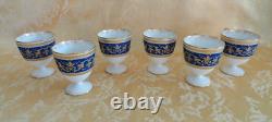 6 Sets Antique WG&Co Limoges France Cobalt With Gold Demitasse Egg Cups/Saucers