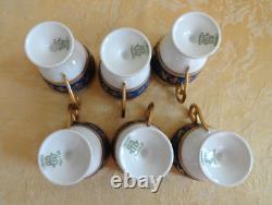 6 Sets Antique WG&Co Limoges France Cobalt With Gold Demitasse Egg Cups/Saucers