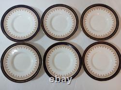 6 Sets Aynsley Leighton Demitasse Cups Saucers White W Cobalt & Gold Trim EUC