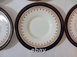 6 Sets Aynsley Leighton Demitasse Cups Saucers White W Cobalt & Gold Trim EUC