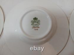 6 Sets Aynsley Leighton Demitasse Cups Saucers White W Cobalt & Gold Trim EUC