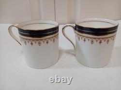 6 Sets Aynsley Leighton Demitasse Cups Saucers White W Cobalt & Gold Trim EUC