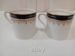 6 Sets Aynsley Leighton Demitasse Cups Saucers White W Cobalt & Gold Trim EUC