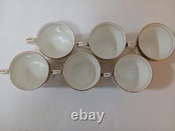 6 Sets Aynsley Leighton Demitasse Cups Saucers White W Cobalt & Gold Trim EUC