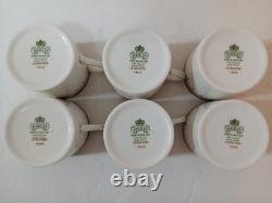 6 Sets Aynsley Leighton Demitasse Cups Saucers White W Cobalt & Gold Trim EUC