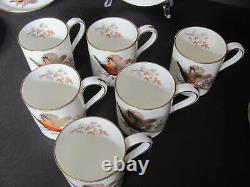 6 Sets Hammersley Bone China Pheasant Game Birds Demitasse Cups & Saucers Mint