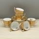 6 Sets Minton Gold Brocade Demitasse Cups & Saucers Minty Marlow Floral Vtg 60s