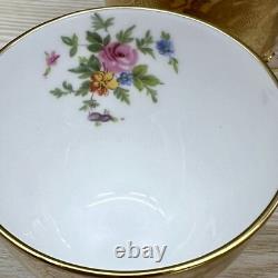 6 Sets MINTON Gold Brocade DEMITASSE CUPS & SAUCERS Minty MARLOW FLORAL VTG 60s
