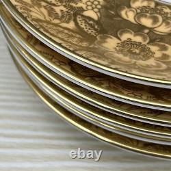 6 Sets MINTON Gold Brocade DEMITASSE CUPS & SAUCERS Minty MARLOW FLORAL VTG 60s