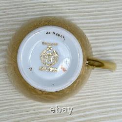 6 Sets MINTON Gold Brocade DEMITASSE CUPS & SAUCERS Minty MARLOW FLORAL VTG 60s