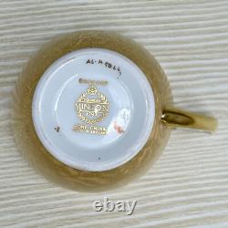 6 Sets MINTON Gold Brocade DEMITASSE CUPS & SAUCERS Minty MARLOW FLORAL VTG 60s