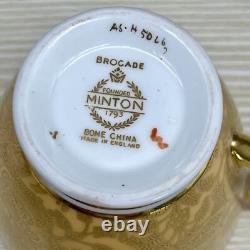 6 Sets MINTON Gold Brocade DEMITASSE CUPS & SAUCERS Minty MARLOW FLORAL VTG 60s