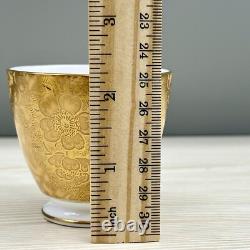 6 Sets MINTON Gold Brocade DEMITASSE CUPS & SAUCERS Minty MARLOW FLORAL VTG 60s