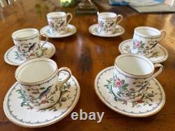 6 Sets Of Aynsley Pembroke Demitasse Cups & Saucers Flowers England Vintage