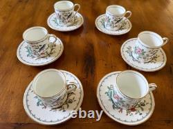 6 Sets Of Aynsley Pembroke Demitasse Cups & Saucers Flowers England Vintage