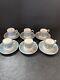 6 Sets Wedgwood Florentine Turquoise Demitasse Cups & Saucers With Black Rims