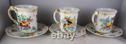 6 T & V Limoges Century Patented Antique Porcelain Floral Gold Demitasse Sets