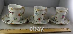 6 T & V Limoges Century Patented Antique Porcelain Floral Gold Demitasse Sets