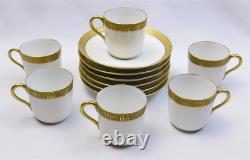 6 T&V Tressemanes & Vogt 9333 Limoges Demitasse Cup Saucer Sets Gold Encrusted