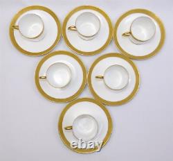 6 T&V Tressemanes & Vogt 9333 Limoges Demitasse Cup Saucer Sets Gold Encrusted