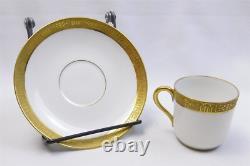 6 T&V Tressemanes & Vogt 9333 Limoges Demitasse Cup Saucer Sets Gold Encrusted