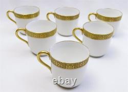 6 T&V Tressemanes & Vogt 9333 Limoges Demitasse Cup Saucer Sets Gold Encrusted