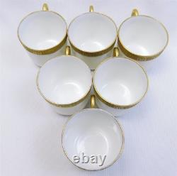 6 T&V Tressemanes & Vogt 9333 Limoges Demitasse Cup Saucer Sets Gold Encrusted
